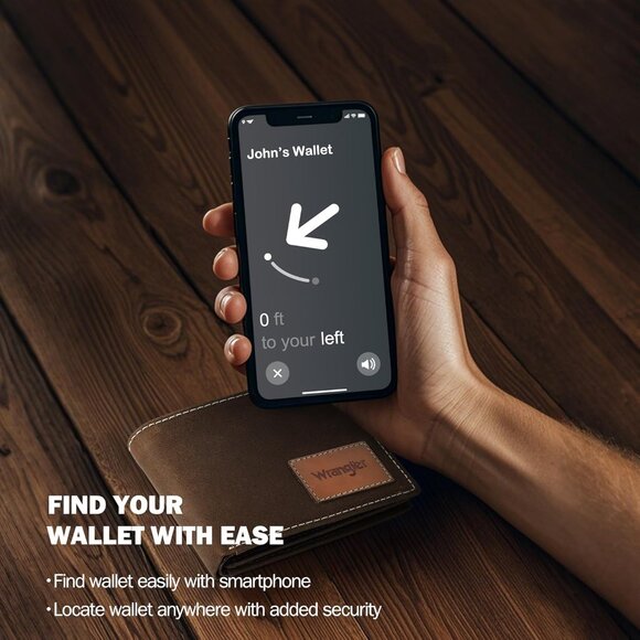 Men's Cognag Wallet with AirTag Holder Bifold RFID Blocking Genuine Leather - Picture 6 of 6